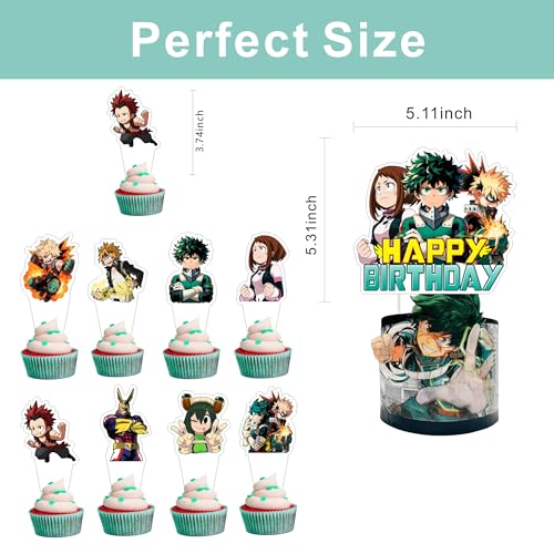 My Hero Academia Birthday Party Decorations - 25pcs Set with Cake & Cupcake Toppers