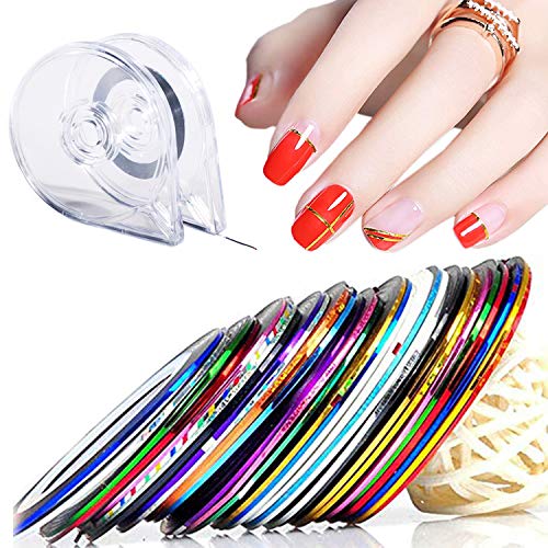 30 Colors Nail Striping Tape Line with Dispensers - Nail Art Decoration Kit