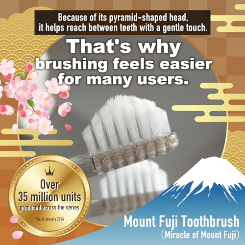 Mount Fuji Pyramid Toothbrush, Medium Bristle Deep Cleaning 3-Pack