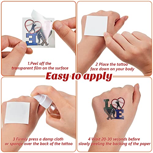Baseball Temporary Tattoos for Kids - 144 Waterproof Sports Stickers