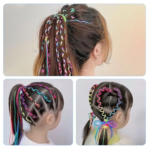 48 Pcs Colorful Hair Strings for Braids - Rainbow Hair Wraps