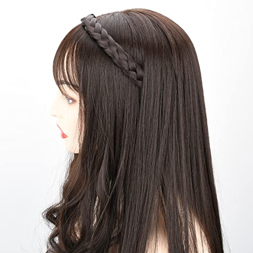 DIGUAN Braided Fishtail Headband - Synthetic Heat-Resistant Dark Chocolate
