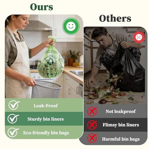 Compostable Small Trash Bags 1.2 Gallon, 120 Count - Strong & Eco-Friendly