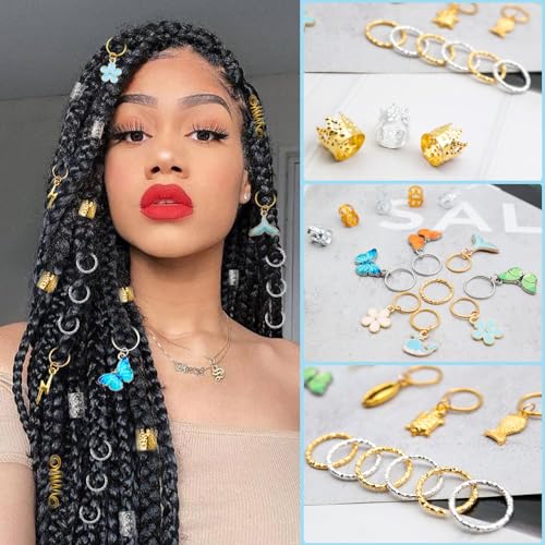 245PCS Gold Hair Jewelry Set - Dreadlock Accessories & Beads