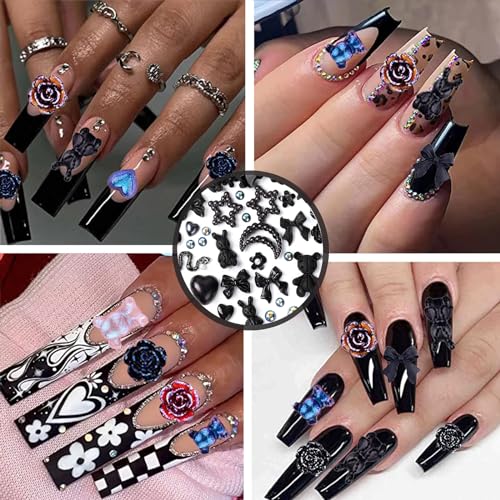 110 Pieces 3D Nail Charms for Acrylic Nail Art - Flowers, Bears, Butterflies & More