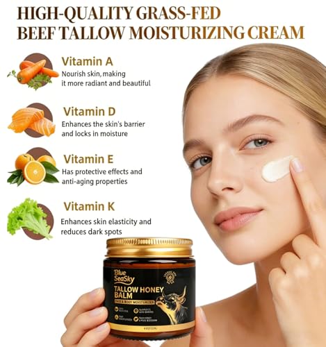 Organic Whipped Beef Tallow Balm, Unscented - Eczema Relief & Skin Hydration 4oz