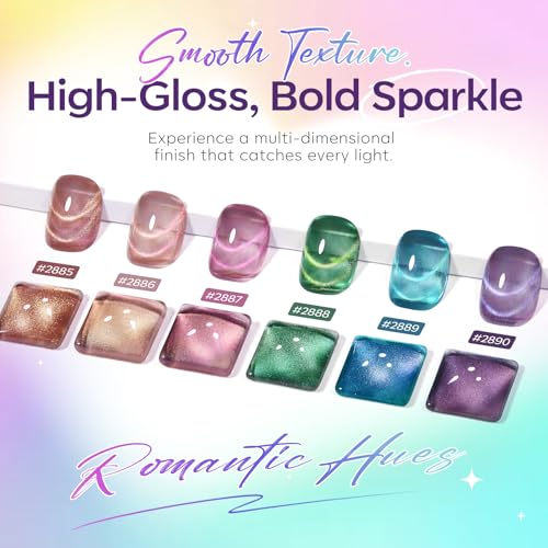 Modelones Aurora Cat Eye Gel Nail Polish Set - 6 Hema-Free Colors