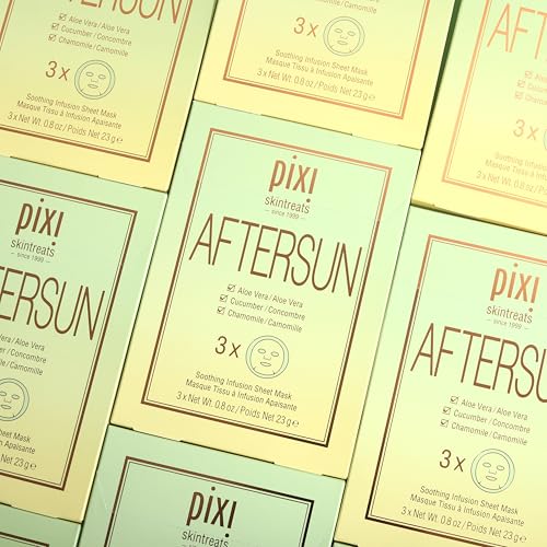 Pixi Beauty Aftersun Sheet Mask - Aloe Vera & Cucumber Soothing Treatment (3 Masks)