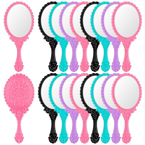 16 Pcs Vintage Handheld Mirror Set - Embossed Princess Makeup Mirrors