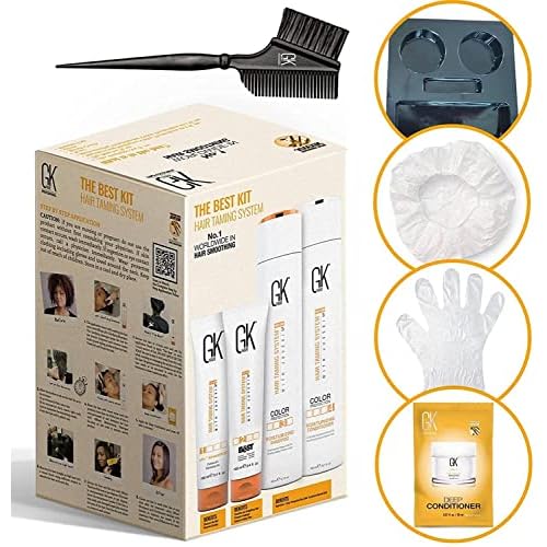GK HAIR Global Keratin The Best Consumer Box Kit (10.1 Fl Oz/300ml) Smoothing Keratin Treatment Professional Brazilian Complex Blowout Straightening For Silky Smooth & Frizzy Hair