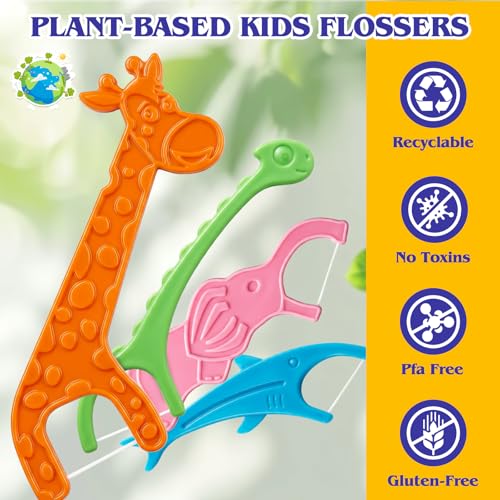 240 Count Kids Dental Floss Picks - Fun Animal-Shaped Toddler Flossers