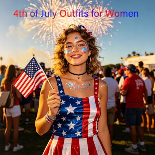 AROIC Body Glitter Stick- 6 Pack Patriotic Red White and Blue Face& Hair Glitter, 4th of July Outfits Rave Accessories, USA Flag Sparkling Face Makeup for Women Independence Day Festival Concert Party