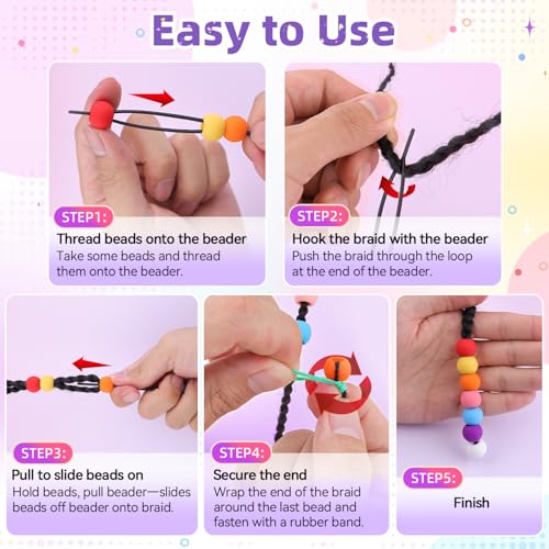 TINKRSTUFF 120Pcs Purple Mix Silicone Hair Beads Kit - 14mm