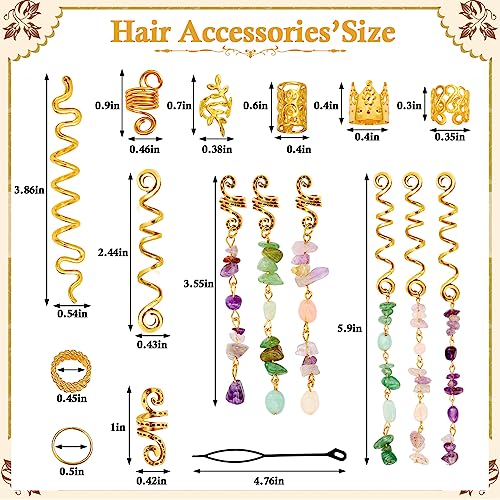 80 Pcs Natural Crystal Stone Hair Jewelry Set for Braids