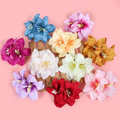 Velvet Lily Floral Hair Clips Set – 10 Pack Wedding Barrettes for Women