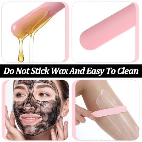 Pink Silicone Wax Spatulas Set of 6 - Non-Stick Hair Removal Applicators in 3 Styles
