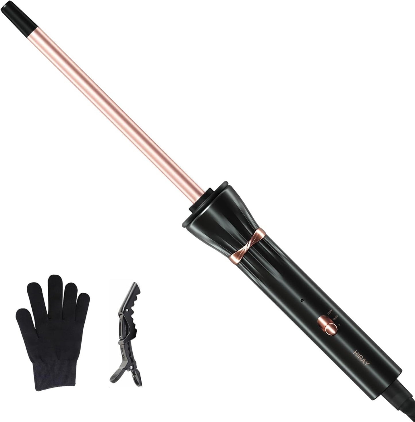 Curling Wand - 3/8 Inch Ceramic Tiny Curling Iron with Adjustable Temperature | Fast Heating for Short & Long Hair