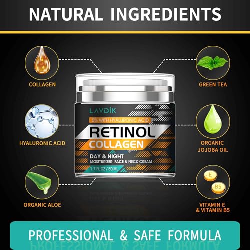 LAVDIK Retinol Moisturizer Cream with Hyaluronic Acid - 1.7 Fl Oz (Pack of 2)