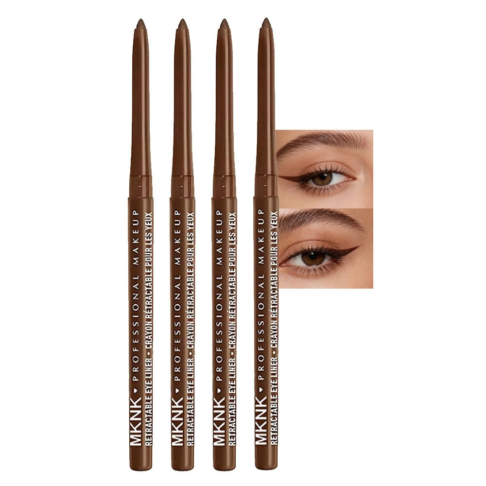 Retractable Creamy Eyeliner & Eyeshadow Sticks - Ultra Pigmented Matte Finish | 4 Pcs in Black, White, Brown, Blue, Purple, Green, Gray