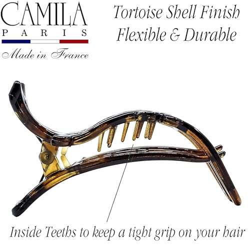 Camila Paris NV73 French Flat Hair Clips Tortoise Shell 3 x 1.5"