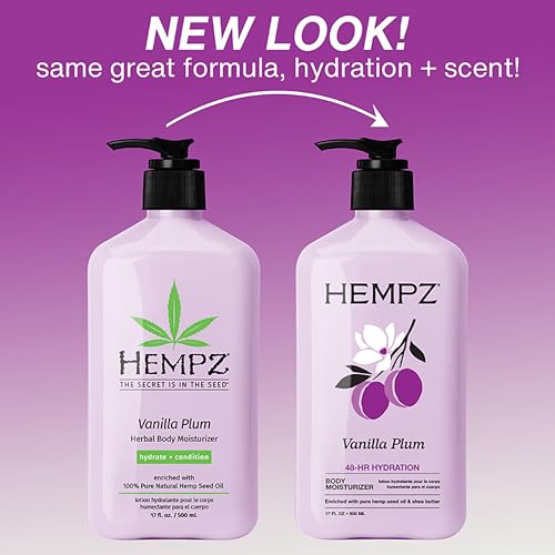 Hempz Vanilla Plum Hydrating Body & Hand Lotion 17 oz - Satsuma Plum & Lily of the Valley