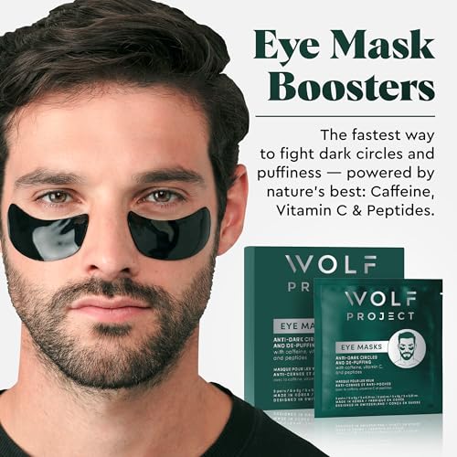 Wolf Project Under Eye Patches for Dark Circles & Puffiness – 1 Pack of 5 Pairs, Cooling Caffeine Hydrogel Eye Masks for Men & Women