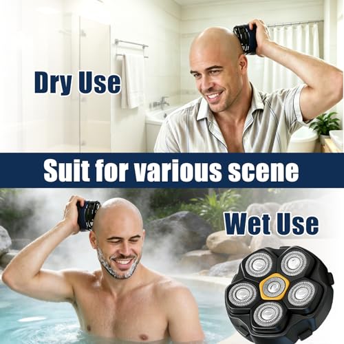 Magnetic 6-Blade Replacement Head for 6D Rotary Electric Shavers