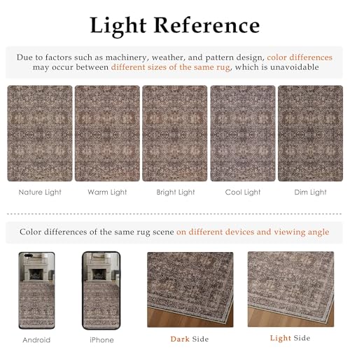 HUGEAR Red Brown 2x3 Washable Area Rug - Non-Slip Low Pile Soft Rug for Living Room, Bedroom, Office