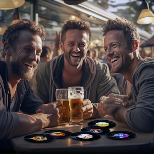 12-Pack Retro Vinyl Record Coasters for Music Lovers