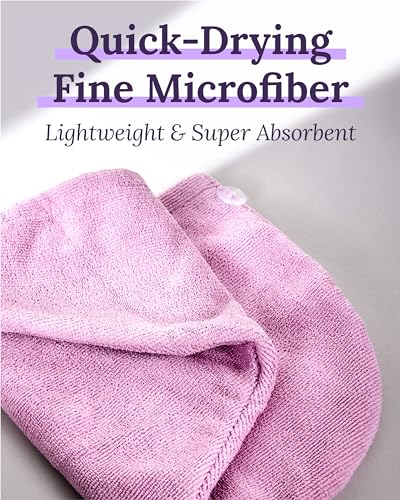 Keranique Microfiber Hair Towel Wrap – Quick Dry Turban for All Hair Types (Large)