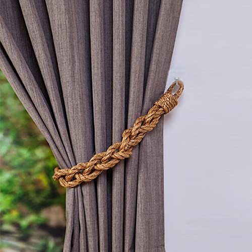 Rierdge 4 Pcs White Curtain Tiebacks - Wall-Mounted Drapes Holdbacks