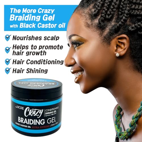 The MORE Crazy Braiding Gel - Extreme Hold, Nourishes Hair & Promotes Growth, 10.1 Fl Oz