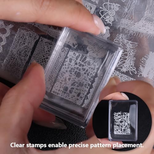 French Tip Nail Stamper Set - Clear Silicone Tool with Scraper