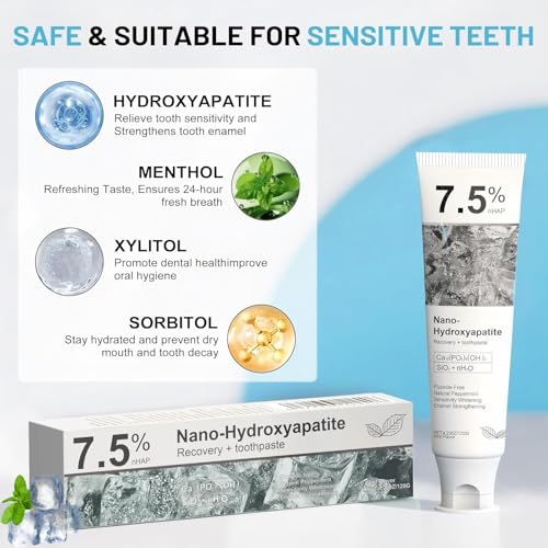 Hydroxyapatite Toothpaste for Sensitive Teeth - Fluoride-Free Enamel Protection