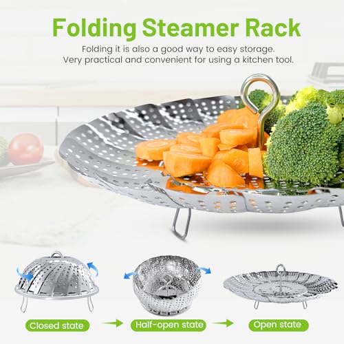 Sayfine Premium Stainless Steel Vegetable Steamer Basket - Expandable & Foldable