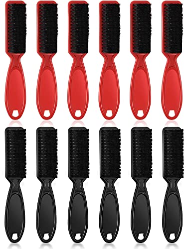 Patelai 12-Pack Barber Clipper Cleaning Brushes Black & Red Nylon Blade Cleaner