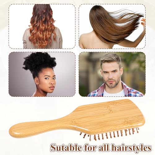 6 Pcs Bamboo Hair Brushes Set for Scalp Massage & Detangling