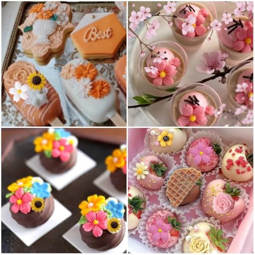 Flower Silicone Molds Set for Cake Decoration - Food-Grade Pink Molds