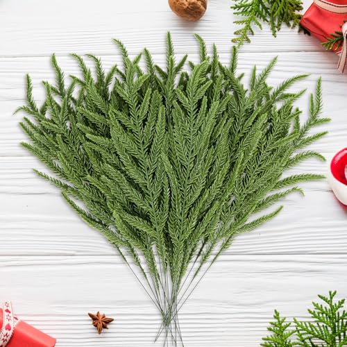 30 Pcs Artificial Pine Branches - Realistic Faux Evergreen Stems for Christmas Crafts & Decoration