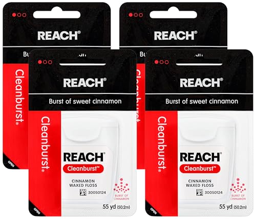 Reach Cinnamon Waxed Dental Floss - 4 Pack, 55 Yards, Shred Resistant
