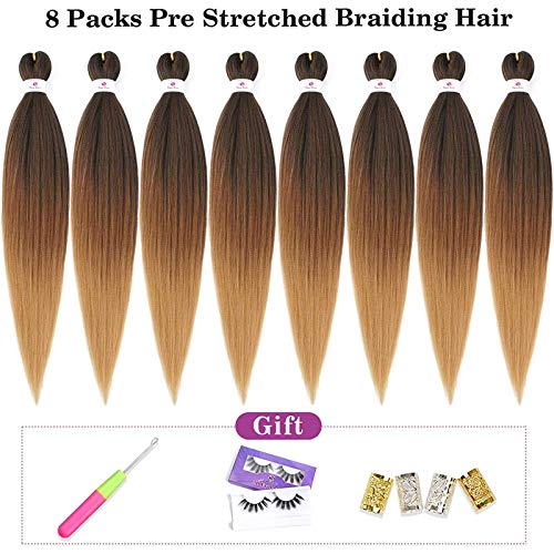 Beyond Beauty 26-Inch Pre-Stretched Braiding Hair - 8 Pack Synthetic Set
