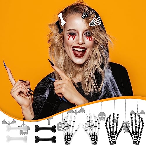 Halloween Hair Clips Set for Women - Spooky Gothic Accessories, 18 Pieces