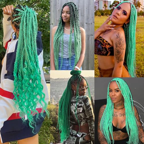 Mint Green Glow in the Dark Jumbo Braiding Hair Extensions - 24 Inch, 3pcs