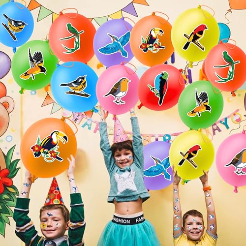 72-Pack Bird Birthday Party Favors with 24 Balloons & 48 Pre-Cut Tattoos