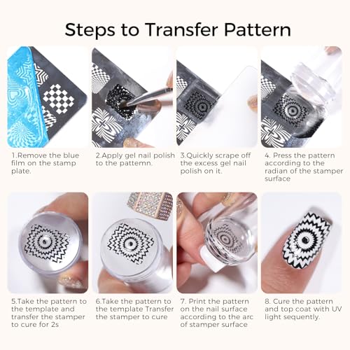 Black & White Nail Art Gel Set with Tools for DIY Manicure & Stamping