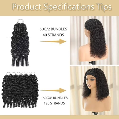 Human Crochet Hair for Black Women Burmese Curly Human Hair Crochet Bundles 20 Inch 50g Pre-Separated Feather Crochet Human Hair Wet and Wavy Invisible Miracle Knots Hair Natural Black