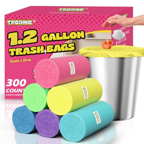 T.FORING Mini Trash Bags 1.2 Gallon, Leakproof, 300 Count