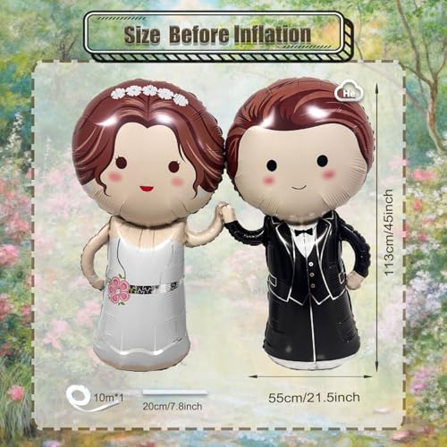 Bride and Groom Foil Balloons Set - Just Married Wedding Decor