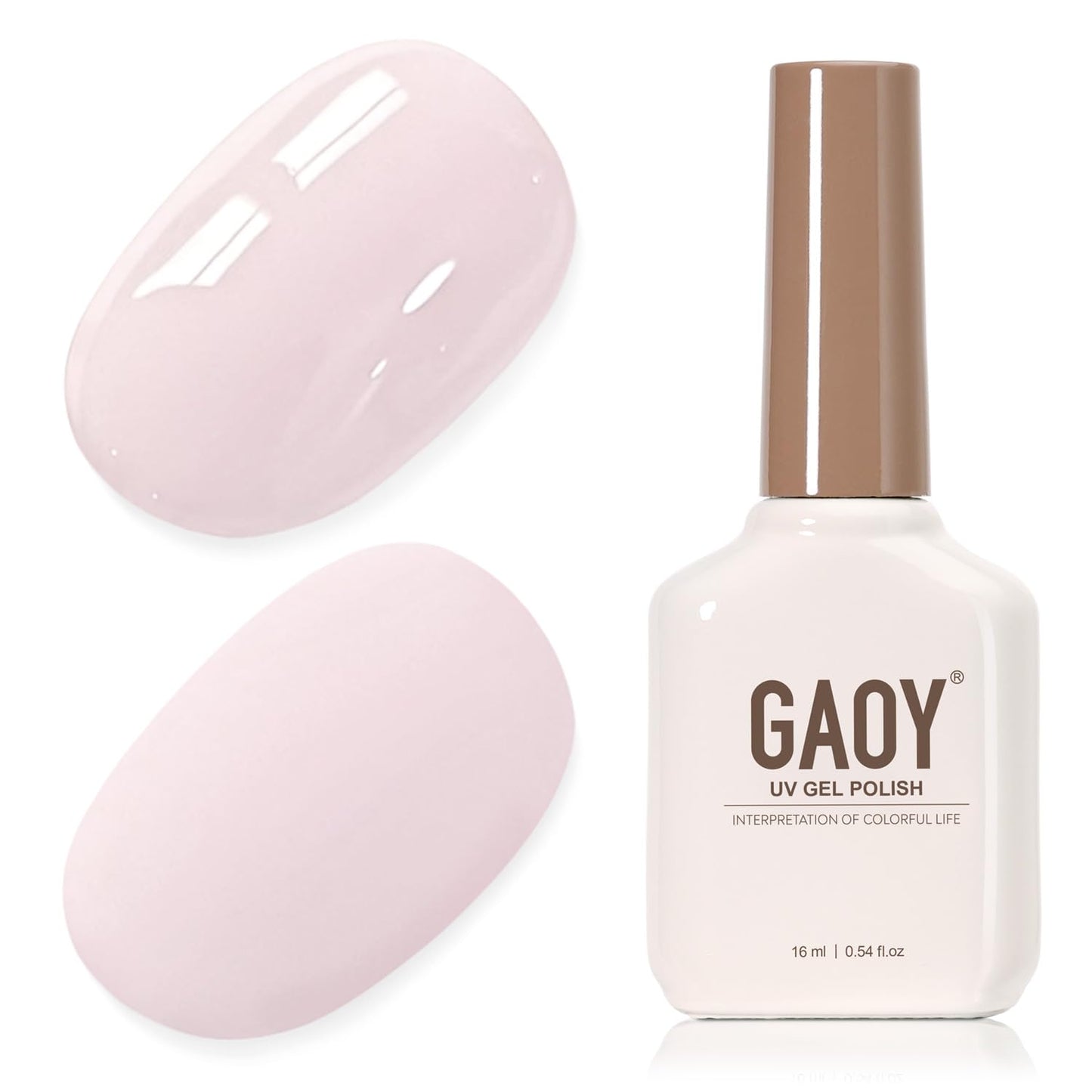 Sheer Light Pink Gel Nail Polish - 16ml UV Cure Jelly Milky White Peach for DIY Manicure & Pedicure