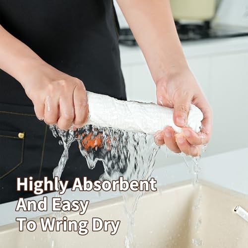 Super Absorbent Cotton Dish Cloths - 6 Pack, 12x12 Inch, Quick-Dry & Reusable